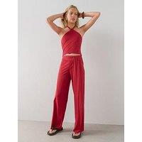 The Very Collection Knot Waist Wide Leg Trouser Co-Ord - Red