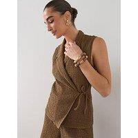 The Very Collection Textured Stretch Wrap Top Co-Ord - Neutral