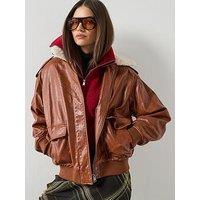 Mango Fleece Collar Jacket - Brown