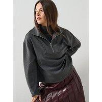 Mango Turtleneck Sweatshirt With Zip - Grey