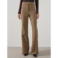 Mango Houndstooth Straight Cut Trousers - Brown