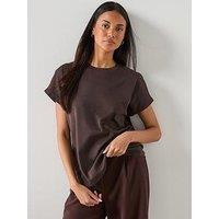 Mango Short Sleeved Cotton T-Shirt - Brown