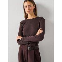 Mango Long Sleeve Cotton T-Shirt - Brown