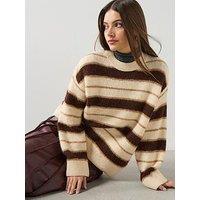 Mango Knit Striped Sweater - Ecru