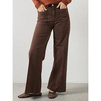 Mango Wide-Leg Jeans With Pockets - Brown