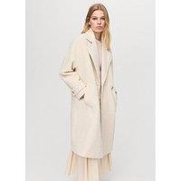 Mango Lapel Collar Boucle Coat - Beige