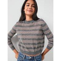 Mango Knit Striped Sweater - Grey