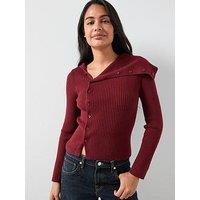 Mango Cardigan With Shawl Collar - Red