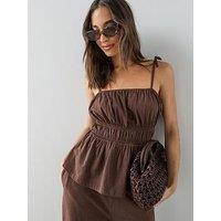 The Very Collection Shirred Cami Co-Ord Top - Brown
