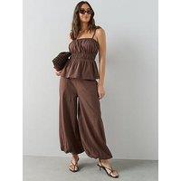 The Very Collection Balloon Leg Trousers Co-Ord - Brown