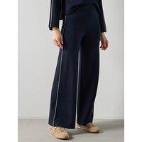 Mango Contrast Stripe Straight Trousers - Blue