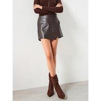 Mango Faux Leather Skort - Brown