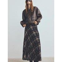 Mango Long Tartan Skirt - Brown