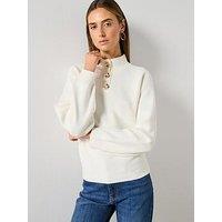 Mango Turtleneck Jumper With Jewel Buttons - Beige
