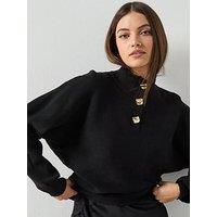 Mango Turtleneck Sweater With Jewel Buttons - Black