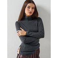 Mango Turtleneck Jumper With Brooch - Grey
