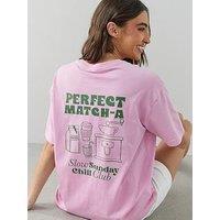 The Very Collection Matcha Oversized Graphic T-Shirt - Pink