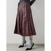 Mango Faux-Leather Godet Skirt - Burgundy