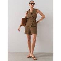 The Very Collection Crinkle Shorts Co-Ord - Neutral