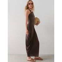 The Very Collection Asymetric Draped Midaxi Dress - Brown