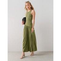 The Very Collection Asymmetric Draped Midaxi Dress - Olive