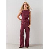 The Very Collection Textured Wide Leg Trouser - Red