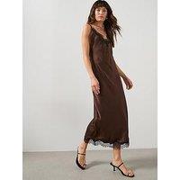 Mango Satin Camisole Dress - Brown
