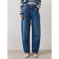 Mango High Waisted Barrel Jeans - Blue