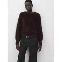Mango Faux-Fur Sweater - Brown