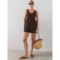 The Very Collection Casual Cotton Playsuit - Brown