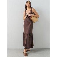 The Very Collection Tiered Cotton Midaxi Dress - Brown