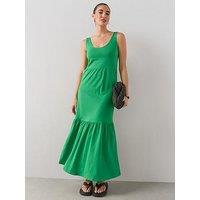 The Very Collection Tiered Cotton Midaxi Dress - Green
