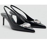 Mango Patent Leather High-Heeled Shoes With Metal Detail - Black
