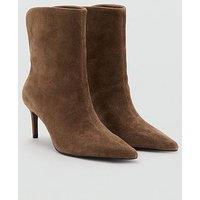 Mango Pointed Toe Ankle Boots - Brown