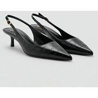 Mango Croc Effect Heeled Shoes - Black