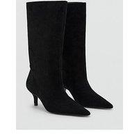 Mango Pointed Toe Suede Boots - Black