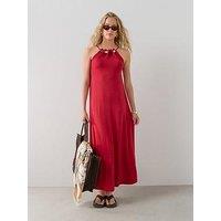 The Very Collection Beaded Strappy Halter Maxi Dress - Red