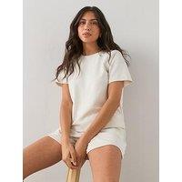 The Very Collection Short Sleeve Modal T-Shirt Co-Ord - Cream