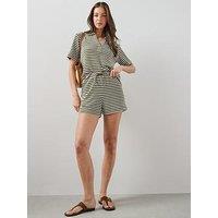 The Very Collection Textured Stripe Shorts Co-Ord - Green