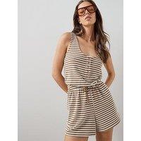 The Very Collection Textured Stripe Sleeveless Playsuit - Brown