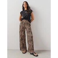 The Very Collection Printed Wide Leg Stretch Trouser - Animal Print