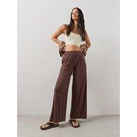 The Very Collection Wide Leg Stretch Trouser - Brown