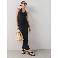 The Very Collection Stretch Halter Maxi Dress - Black