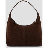 Mango Curro Suede Shoulder Bag With Stitching - Brown