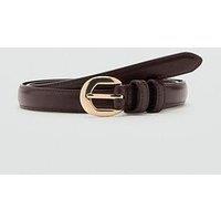 Mango Buckle Skinny Belt - Brown