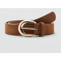 Mango Leather Belt With Oval Buckle - Brown