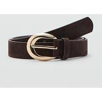Mango Leather Belt With Oval Buckle - Brown