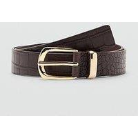Mango Croco Faux-Leather Belt - Brown