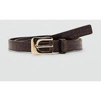 Mango Croco Faux-Leather Belt - Brown