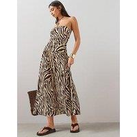 The Very Collection Printed Textured Stretch Bandeau Dress